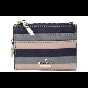 Kate Spade Owen Lane Lalena Glitter  Multi Color Stripe Card Wallet